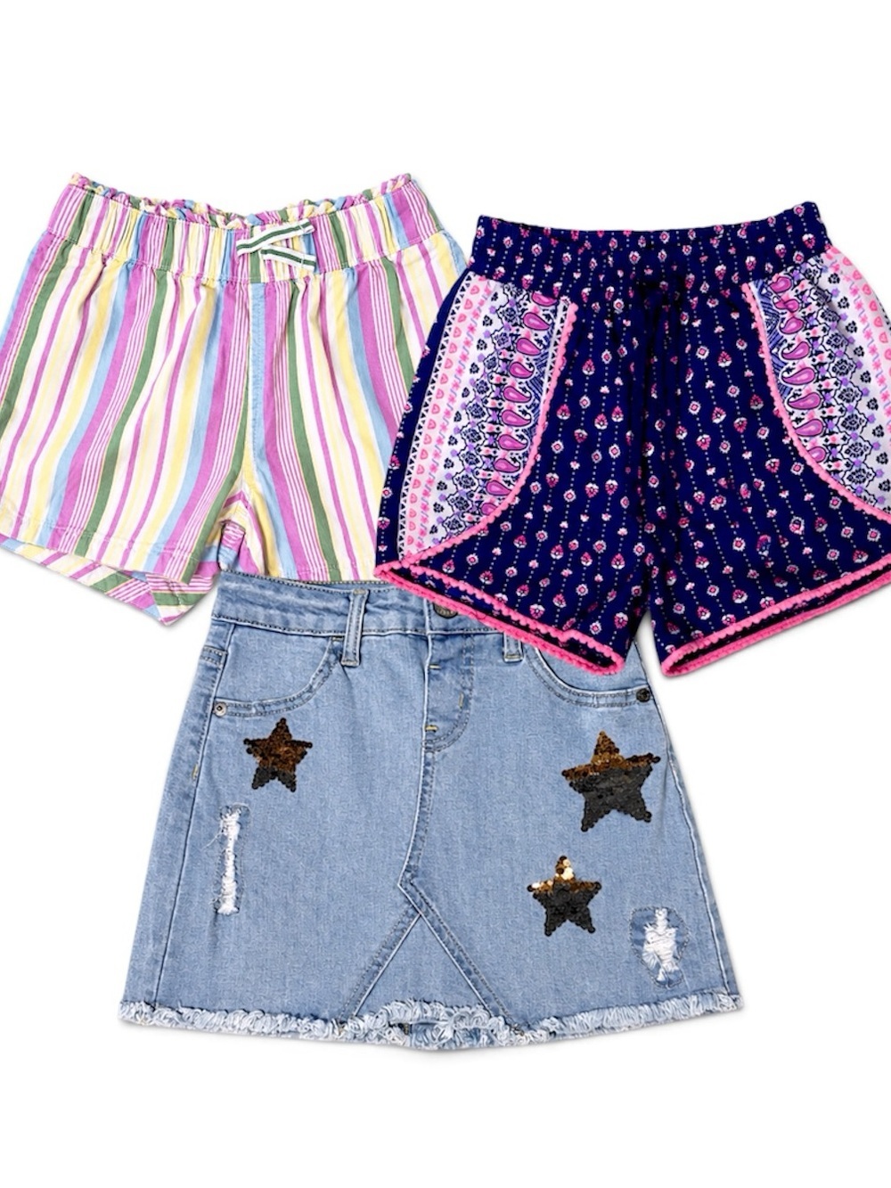 Youth Girls Size 8 Shorts & Skirt Skort Pants 3Pc Set Bundle Lot Justice Gap